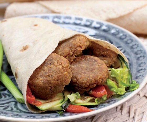 Falafel and Hummus with Mediterranean Veg Wrap Recipe