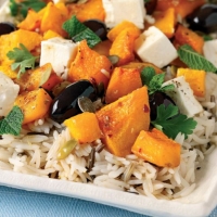 Roasted Butternut Squash and Feta Rice Salad with Soy and Sesame Oil Dressing Recipe