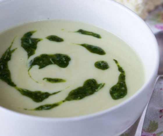 Shallot Soup with Watercress Pesto Recipe